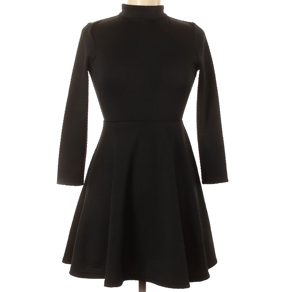 Free People A-line 3/4 Sleeve Little Black Dress with Open Back